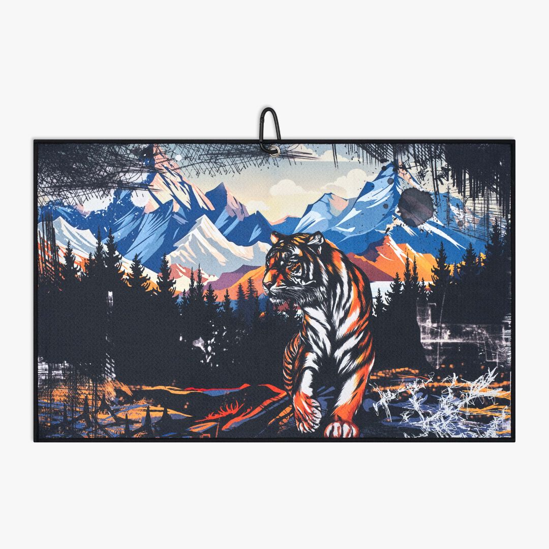 Golf towel with Tiger and mountains