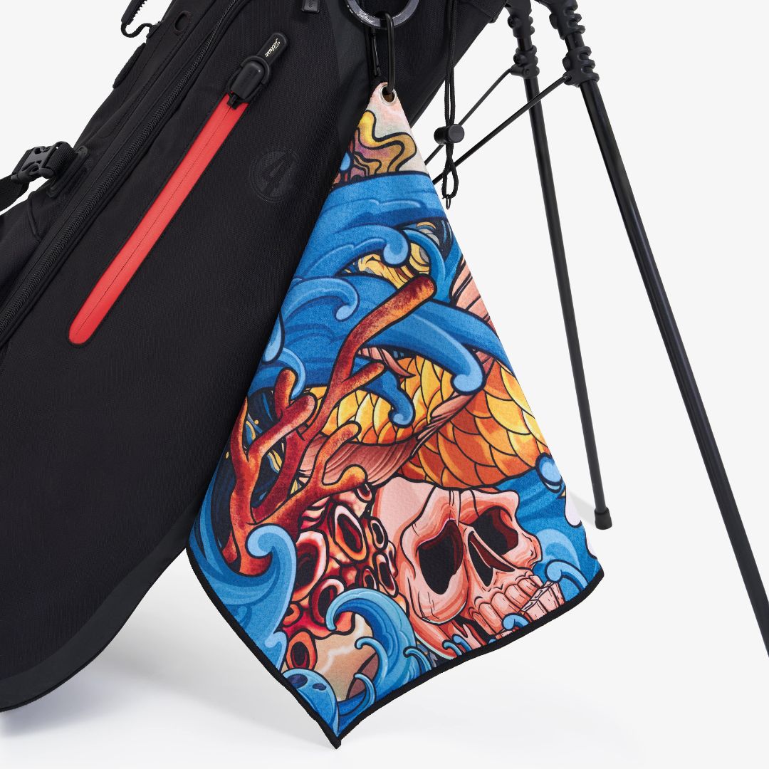 golf towel with deep sea design