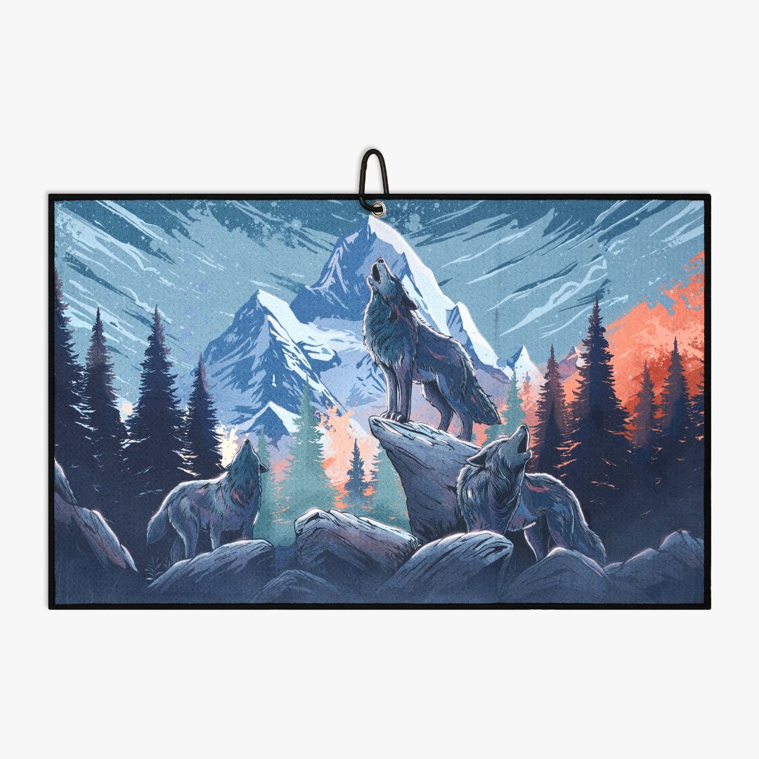 wolves howling on a golf towel