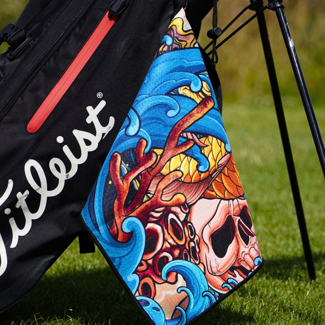 cool golf towel on a bag