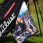 tiger prowling on golf towel